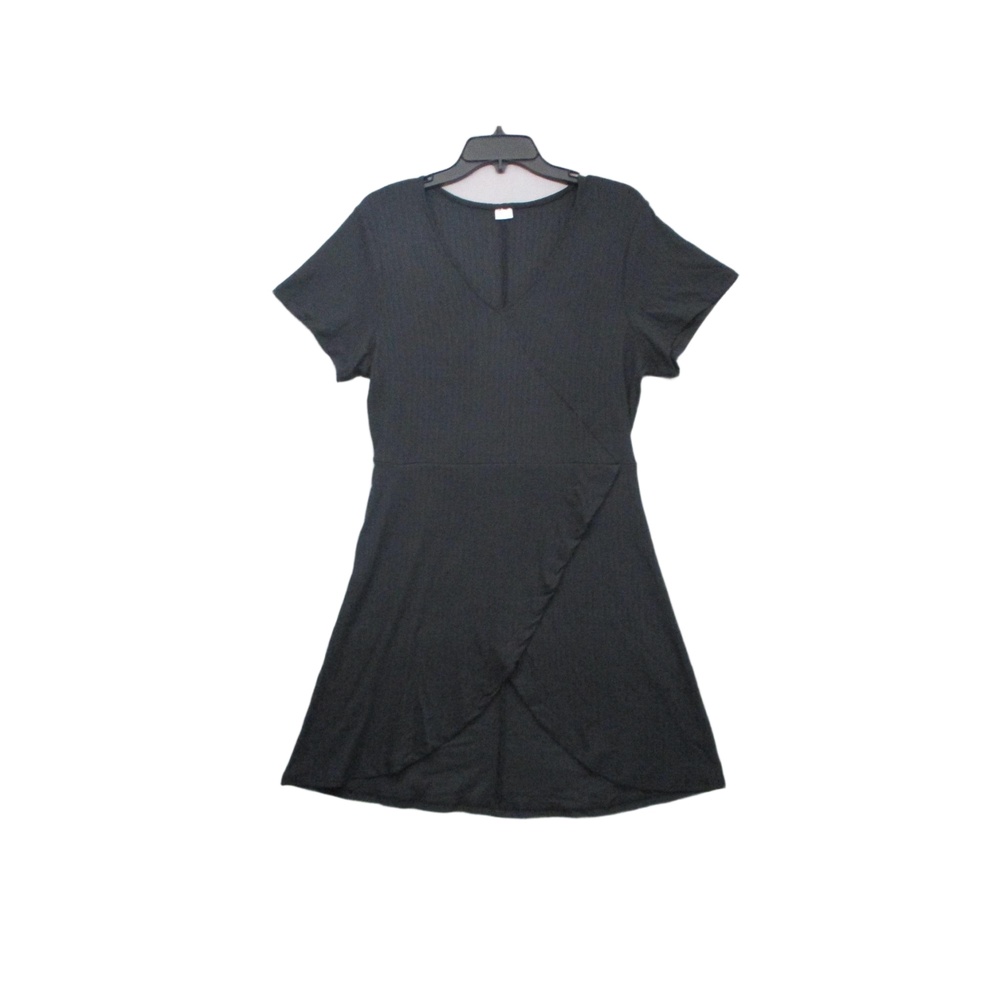 Black Short Sleeve V-Neck High - Low Dress‎ Womens Size Large